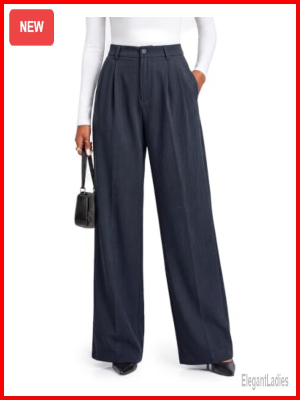 Wide Leg Dress Pants Business Casual Tall Women High Rise Flat Front